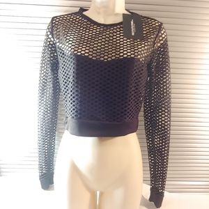 Pretty Little Thing NWT Crop Top Fishnet Size 4